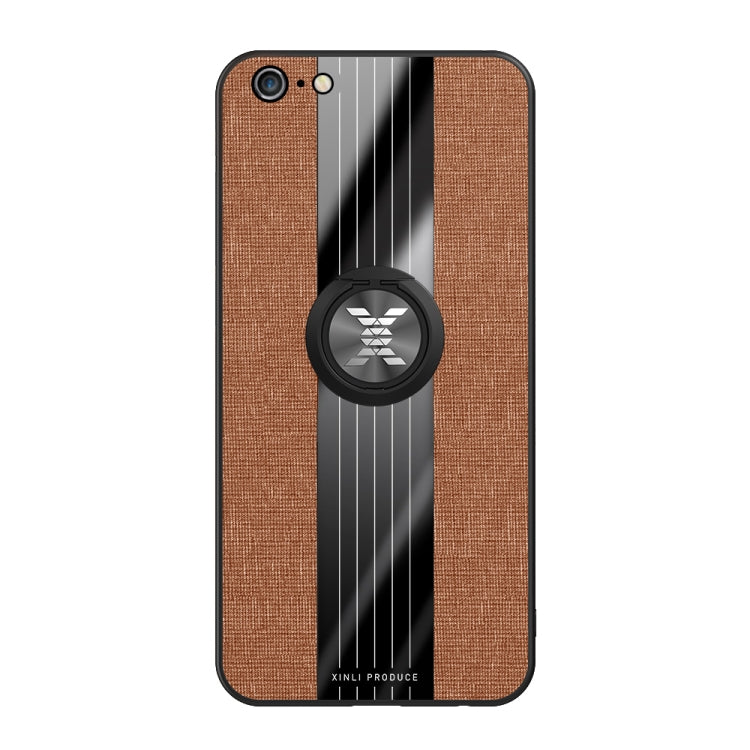 For iPhone 6 Plus / 6s Plus XINLI Stitching Cloth Texture Shockproof TPU Protective Case with Ring Holder(Brown) - HoMEdemic™ 
