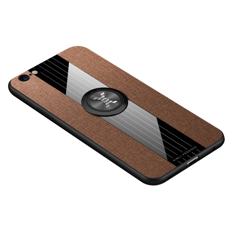 For iPhone 6 Plus / 6s Plus XINLI Stitching Cloth Texture Shockproof TPU Protective Case with Ring Holder(Brown) - HoMEdemic™ 