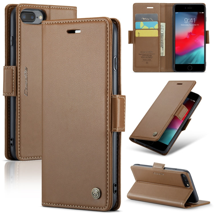 For iPhone 6 Plus/7 Plus/8 Plus CaseMe 023 Butterfly Buckle Litchi Texture RFID Anti-theft Leather Phone Case(Brown) - HoMEdemic™ 