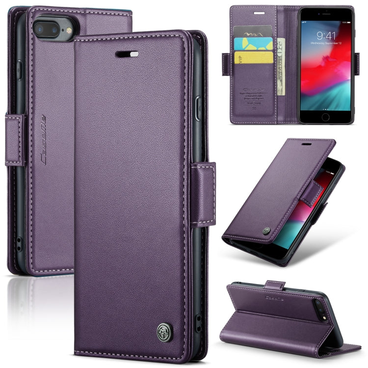 For iPhone 6 Plus/7 Plus/8 Plus CaseMe 023 Butterfly Buckle Litchi Texture RFID Anti-theft Leather Phone Case(Pearly Purple) - HoMEdemic™ 