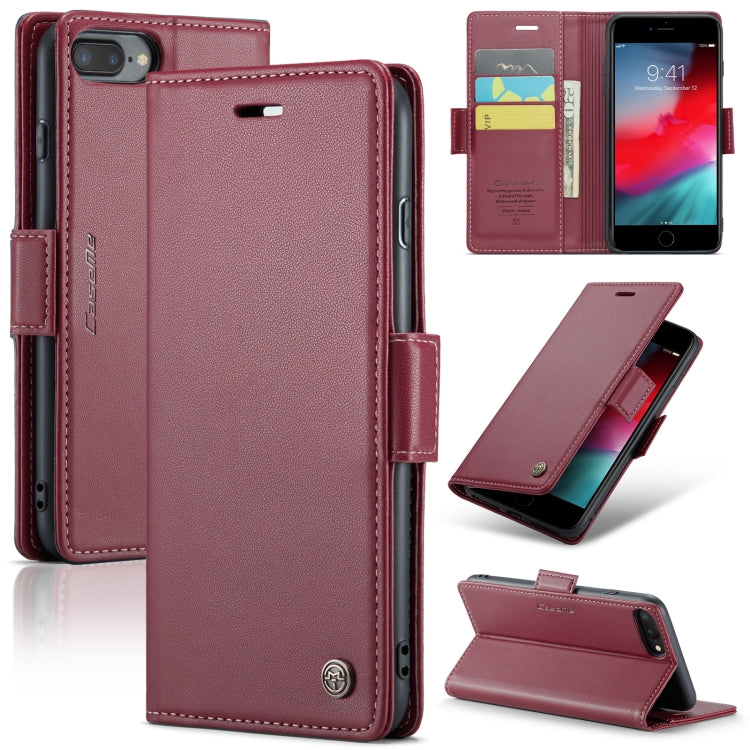 For iPhone 6 Plus/7 Plus/8 Plus CaseMe 023 Butterfly Buckle Litchi Texture RFID Anti-theft Leather Phone Case(Wine Red) - HoMEdemic™ 