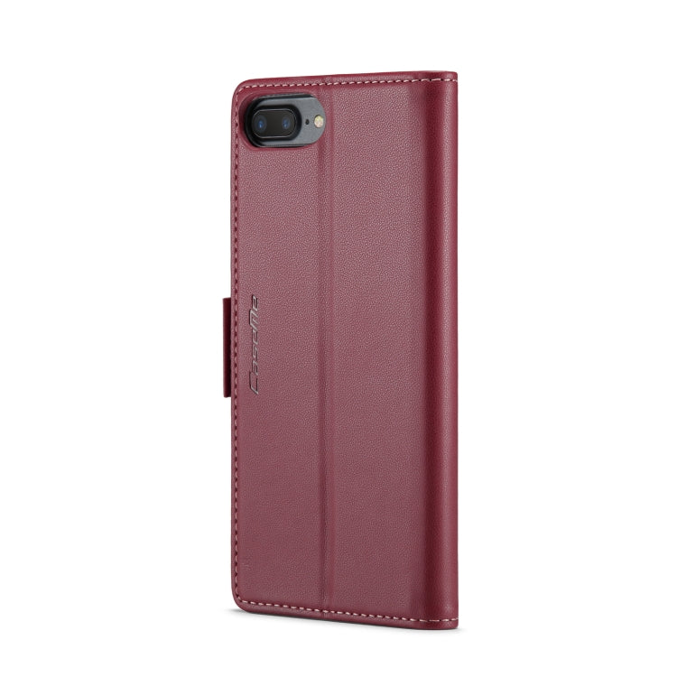 For iPhone 6 Plus/7 Plus/8 Plus CaseMe 023 Butterfly Buckle Litchi Texture RFID Anti-theft Leather Phone Case(Wine Red) - HoMEdemic™ 