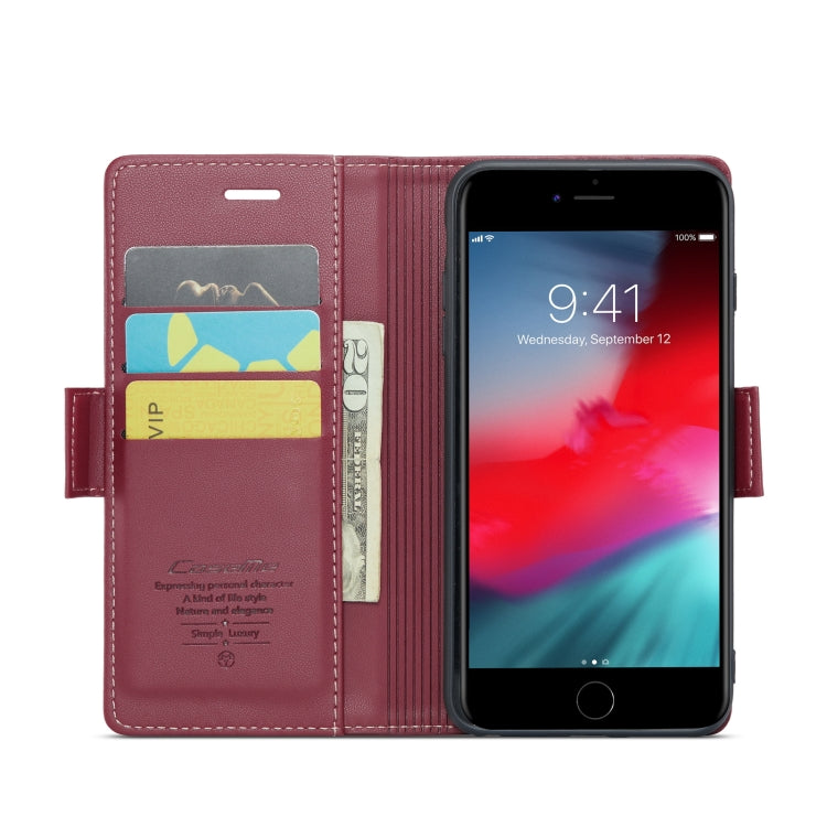 For iPhone 6 Plus/7 Plus/8 Plus CaseMe 023 Butterfly Buckle Litchi Texture RFID Anti-theft Leather Phone Case(Wine Red) - HoMEdemic™ 