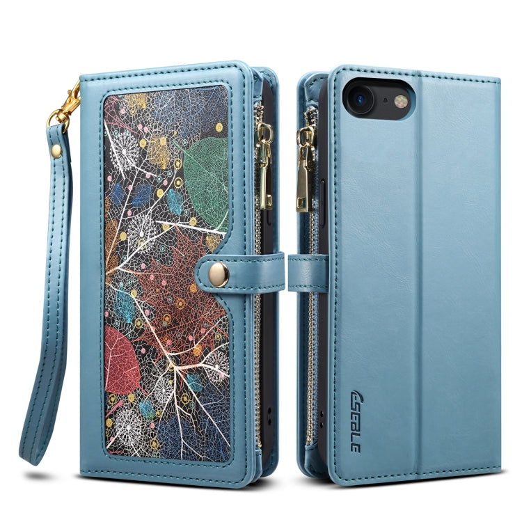 For iPhone 6s / 6 ESEBLE Star Series Lanyard Zipper Wallet RFID Leather Case(Blue) - HoMEdemic™ 