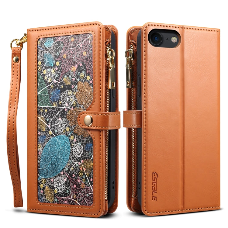 For iPhone 6s / 6 ESEBLE Star Series Lanyard Zipper Wallet RFID Leather Case(Brown) - HoMEdemic™ 