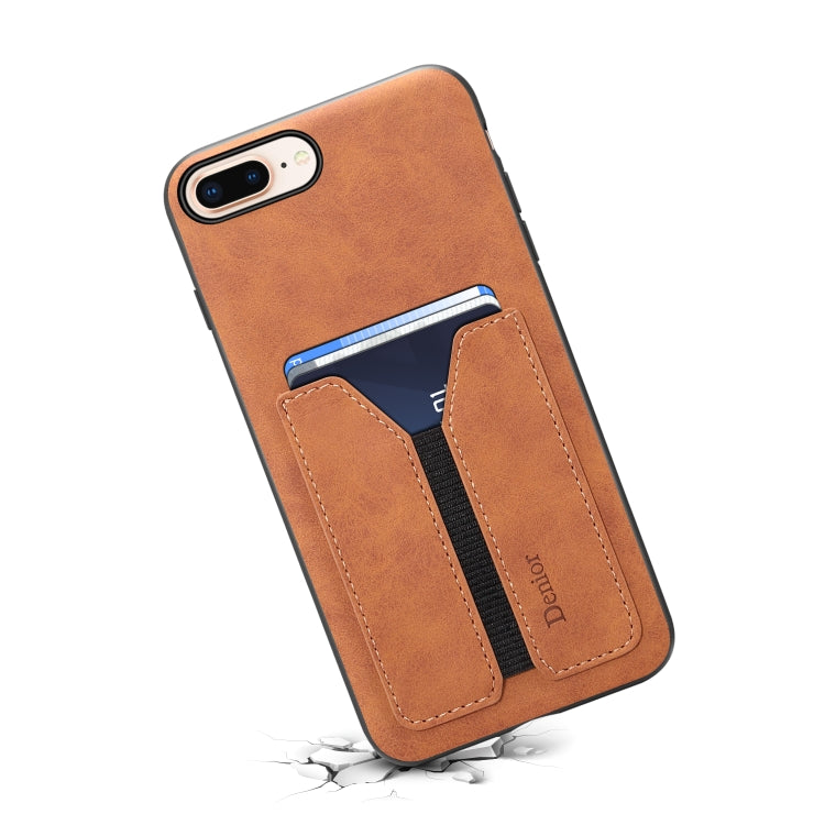 For iPhone 7 Plus / 8 Plus Denior DV Elastic Card PU Back Cover Phone Case(Brown) - HoMEdemic™ 