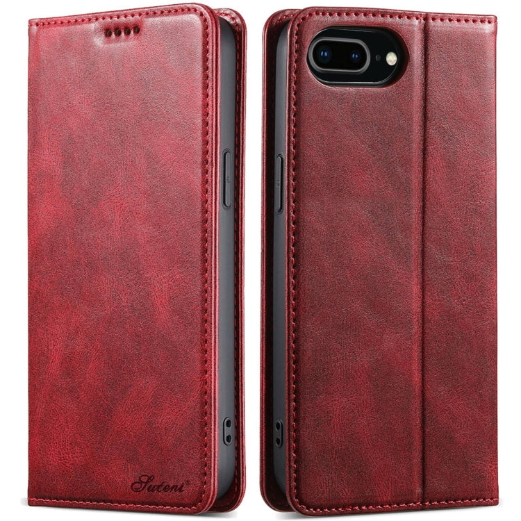For iPhone 7 Plus / 8 Plus Suteni J02 Oil Wax Wallet Leather Phone Case(Red) - HoMEdemic™ 