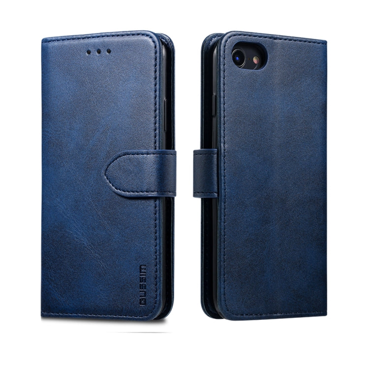 For iPhone 8  / 7 GUSSIM Magnetic Horizontal Flip Leather Case with Holder & Card Slots & & Wallet(Blue) - HoMEdemic™ 