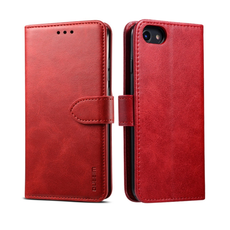 For iPhone 8  / 7 GUSSIM Magnetic Horizontal Flip Leather Case with Holder & Card Slots & & Wallet(Red) - HoMEdemic™ 
