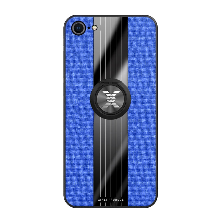 For iPhone 8  /7 XINLI Stitching Cloth Texture Shockproof TPU Protective Case with Ring Holder(Blue) - HoMEdemic™ 