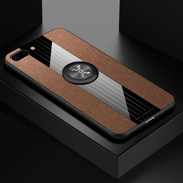 For iPhone 8  /7 XINLI Stitching Cloth Texture Shockproof TPU Protective Case with Ring Holder(Brown) - HoMEdemic™ 