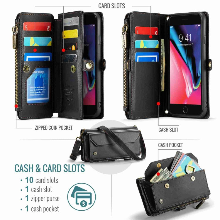 For iPhone 8 Plus / 7 Plus / 6 Plus CaseMe C36 Card Slots Zipper Wallet RFID Anti-theft Leather Phone Case(Black) - HoMEdemic™ 