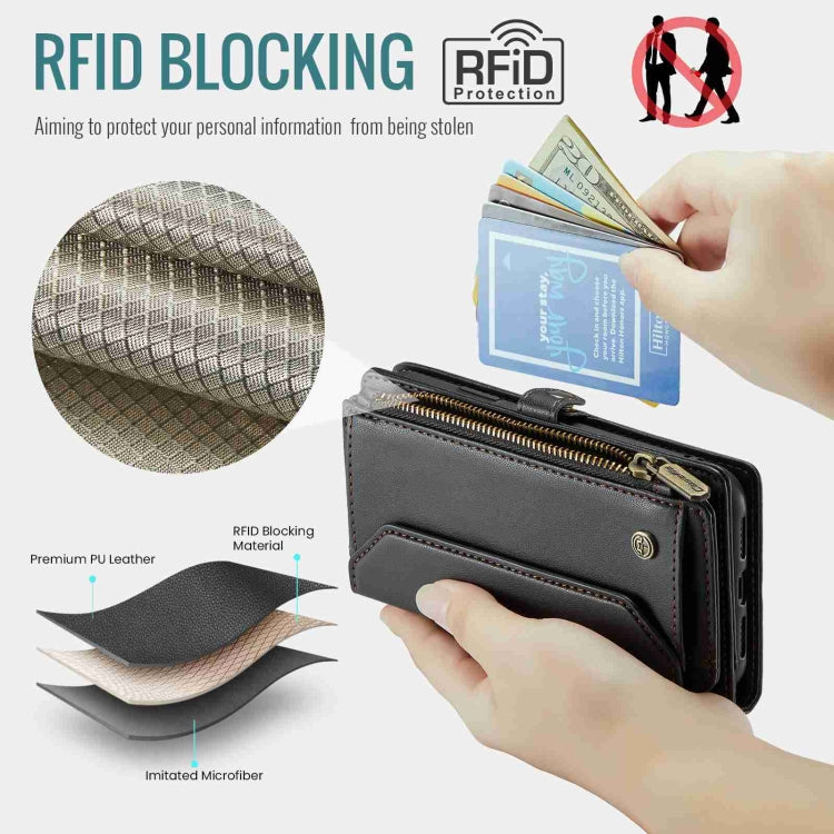 For iPhone 8 Plus / 7 Plus / 6 Plus CaseMe C36 Card Slots Zipper Wallet RFID Anti-theft Leather Phone Case(Black) - HoMEdemic™ 