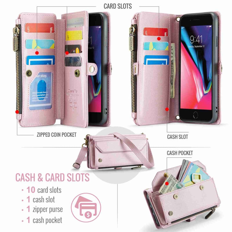 For iPhone 8 Plus / 7 Plus / 6 Plus CaseMe C36 Card Slots Zipper Wallet RFID Anti-theft Leather Phone Case(Pink) - HoMEdemic™ 