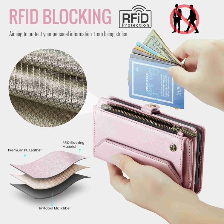 For iPhone 8 Plus / 7 Plus / 6 Plus CaseMe C36 Card Slots Zipper Wallet RFID Anti-theft Leather Phone Case(Pink) - HoMEdemic™ 