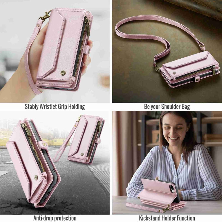 For iPhone 8 Plus / 7 Plus / 6 Plus CaseMe C36 Card Slots Zipper Wallet RFID Anti-theft Leather Phone Case(Pink) - HoMEdemic™ 
