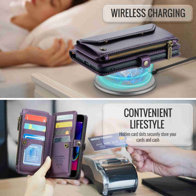 For iPhone 8 Plus / 7 Plus / 6 Plus CaseMe C36 Card Slots Zipper Wallet RFID Anti-theft Leather Phone Case(Purple) - HoMEdemic™ 