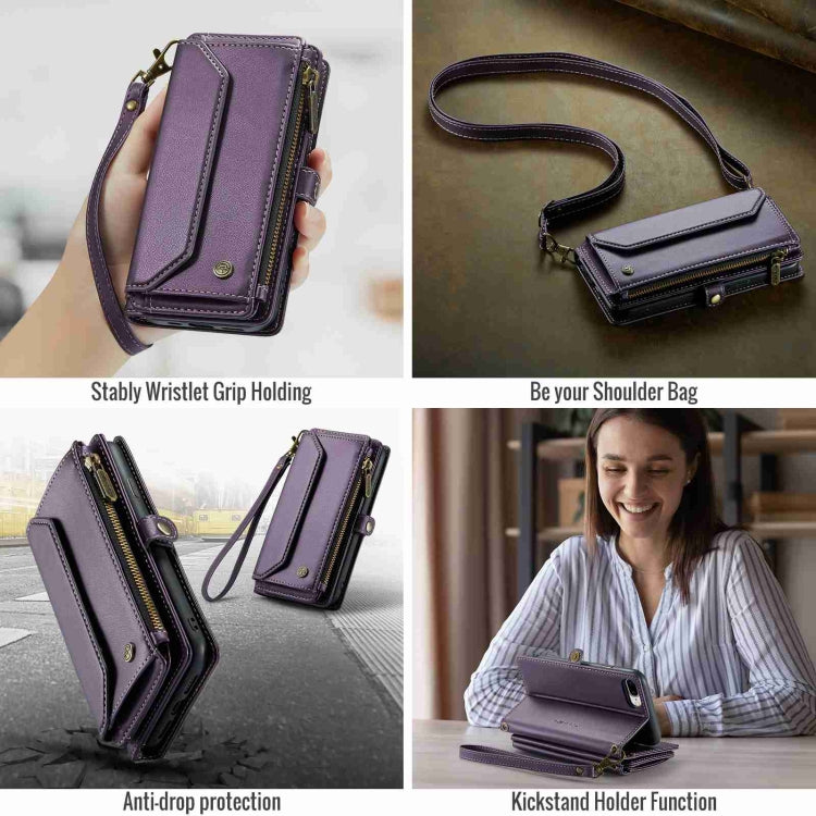For iPhone 8 Plus / 7 Plus / 6 Plus CaseMe C36 Card Slots Zipper Wallet RFID Anti-theft Leather Phone Case(Purple) - HoMEdemic™ 