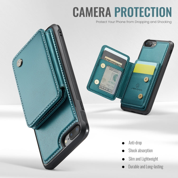 For iPhone 8 Plus / 7 Plus / 6 Plus JEEHOOD J05 Business Magnetic Style RFID Leather Phone Case(Blue Green) - HoMEdemic™ 