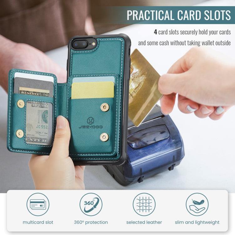For iPhone 8 Plus / 7 Plus / 6 Plus JEEHOOD J05 Business Magnetic Style RFID Leather Phone Case(Blue Green) - HoMEdemic™ 