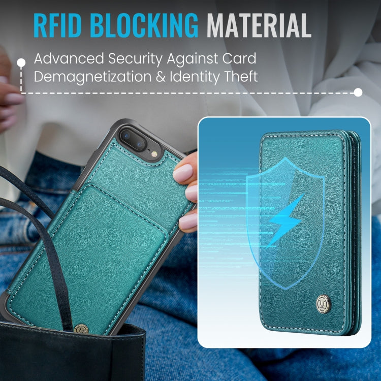 For iPhone 8 Plus / 7 Plus / 6 Plus JEEHOOD J05 Business Magnetic Style RFID Leather Phone Case(Blue Green) - HoMEdemic™ 