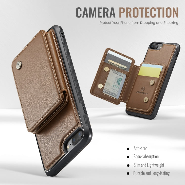 For iPhone 8 Plus / 7 Plus / 6 Plus JEEHOOD J05 Business Magnetic Style RFID Leather Phone Case(Brown) - HoMEdemic™ 