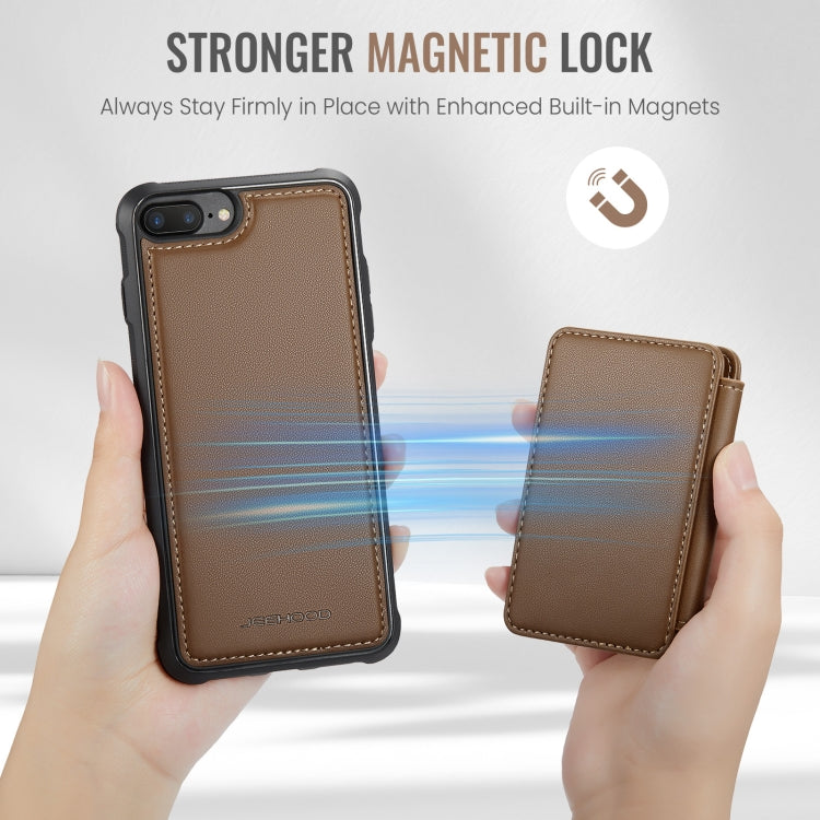 For iPhone 8 Plus / 7 Plus / 6 Plus JEEHOOD J05 Business Magnetic Style RFID Leather Phone Case(Brown) - HoMEdemic™ 