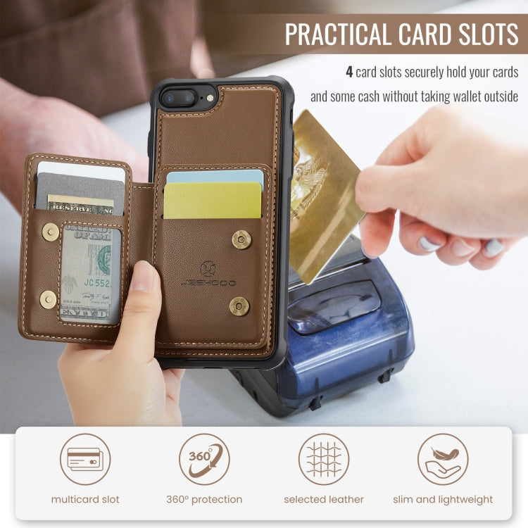 For iPhone 8 Plus / 7 Plus / 6 Plus JEEHOOD J05 Business Magnetic Style RFID Leather Phone Case(Brown) - HoMEdemic™ 