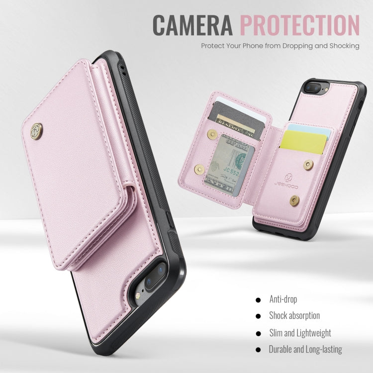 For iPhone 8 Plus / 7 Plus / 6 Plus JEEHOOD J05 Business Magnetic Style RFID Leather Phone Case(Pink) - HoMEdemic™ 