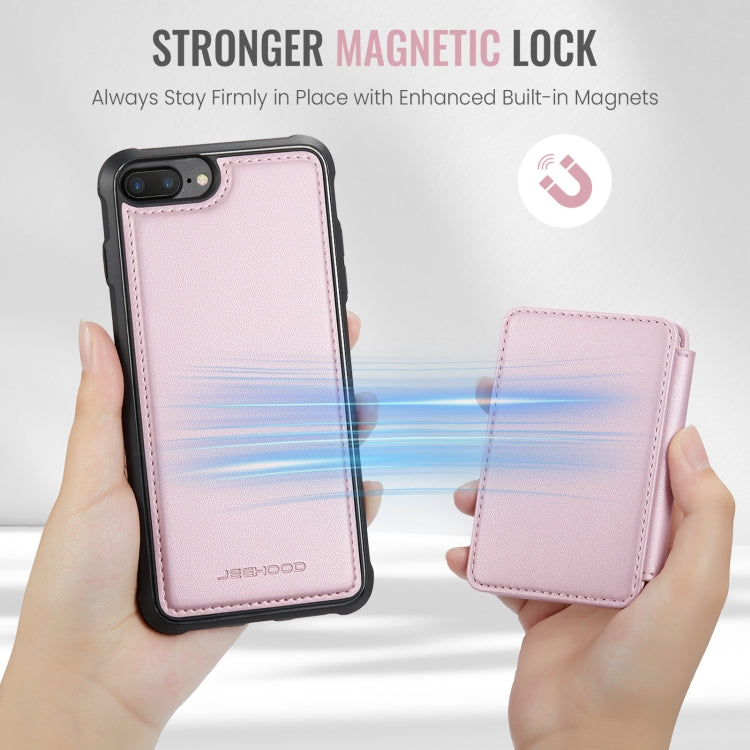 For iPhone 8 Plus / 7 Plus / 6 Plus JEEHOOD J05 Business Magnetic Style RFID Leather Phone Case(Pink) - HoMEdemic™ 