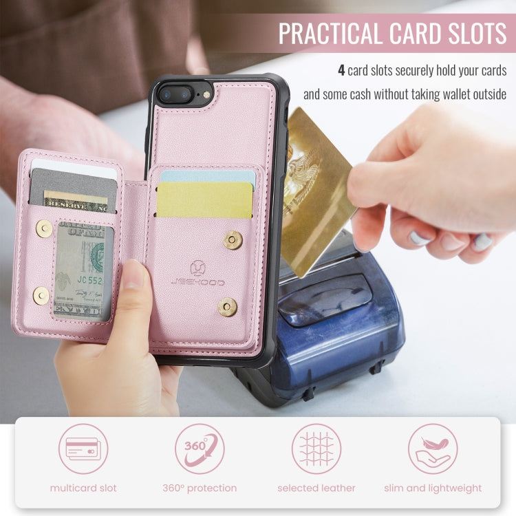 For iPhone 8 Plus / 7 Plus / 6 Plus JEEHOOD J05 Business Magnetic Style RFID Leather Phone Case(Pink) - HoMEdemic™ 