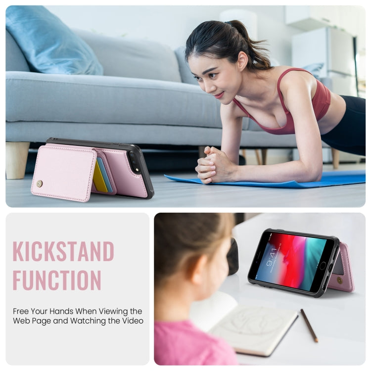 For iPhone 8 Plus / 7 Plus / 6 Plus JEEHOOD J05 Business Magnetic Style RFID Leather Phone Case(Pink) - HoMEdemic™ 