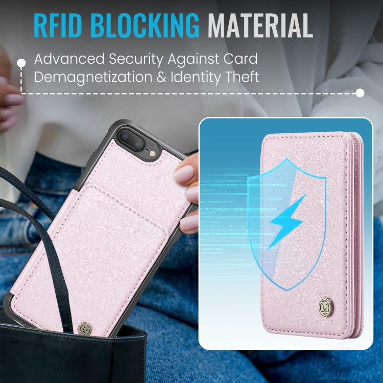 For iPhone 8 Plus / 7 Plus / 6 Plus JEEHOOD J05 Business Magnetic Style RFID Leather Phone Case(Pink) - HoMEdemic™ 