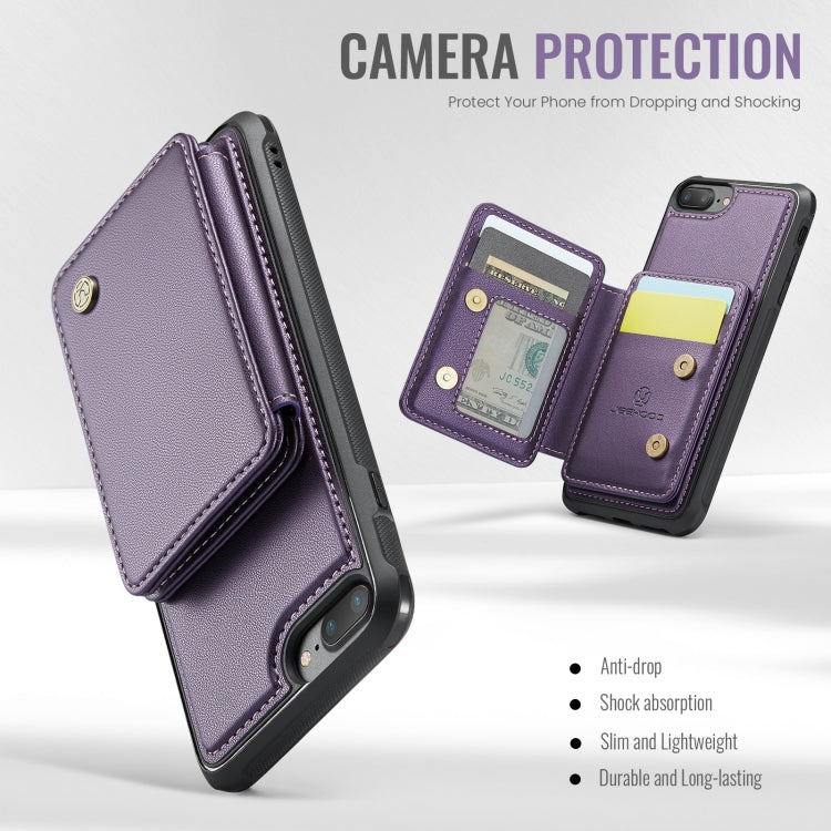 For iPhone 8 Plus / 7 Plus / 6 Plus JEEHOOD J05 Business Magnetic Style RFID Leather Phone Case(Purple) - HoMEdemic™ 