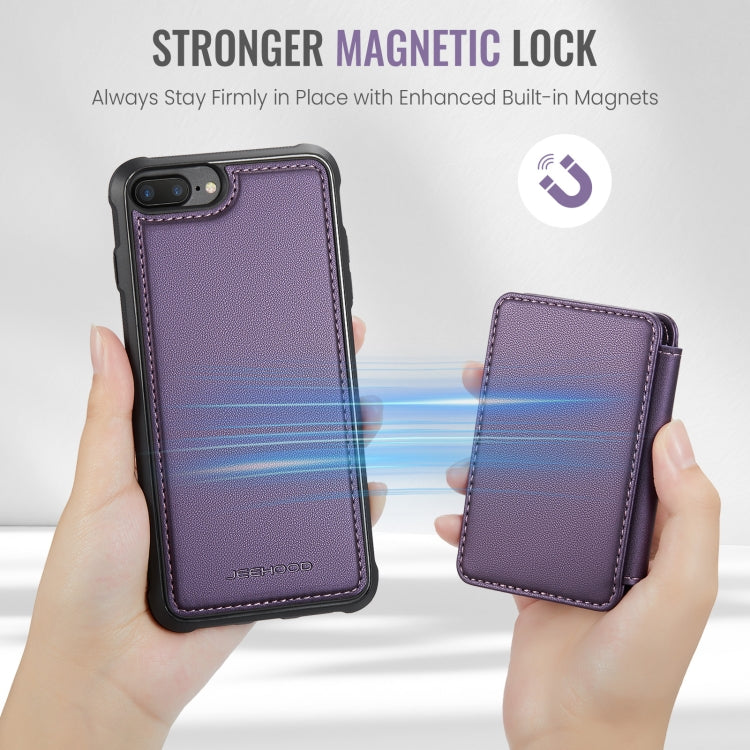 For iPhone 8 Plus / 7 Plus / 6 Plus JEEHOOD J05 Business Magnetic Style RFID Leather Phone Case(Purple) - HoMEdemic™ 