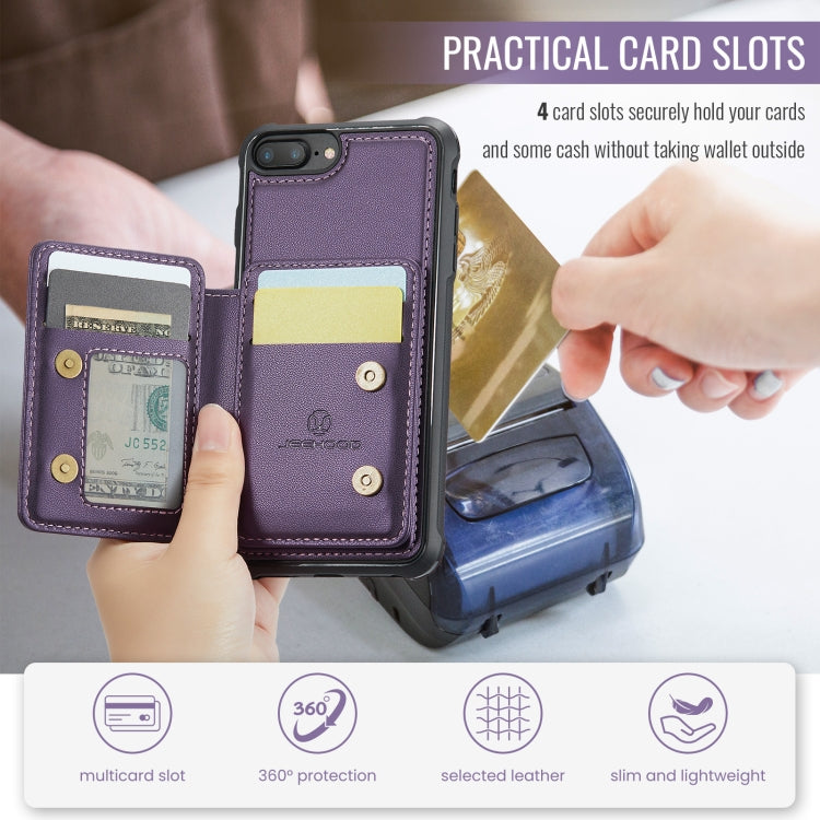 For iPhone 8 Plus / 7 Plus / 6 Plus JEEHOOD J05 Business Magnetic Style RFID Leather Phone Case(Purple) - HoMEdemic™ 