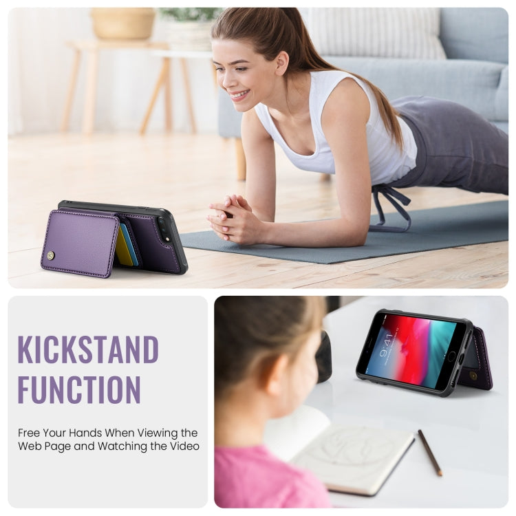 For iPhone 8 Plus / 7 Plus / 6 Plus JEEHOOD J05 Business Magnetic Style RFID Leather Phone Case(Purple) - HoMEdemic™ 