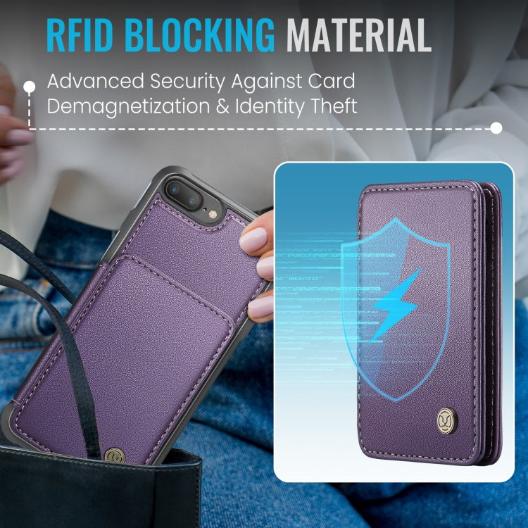 For iPhone 8 Plus / 7 Plus / 6 Plus JEEHOOD J05 Business Magnetic Style RFID Leather Phone Case(Purple) - HoMEdemic™ 