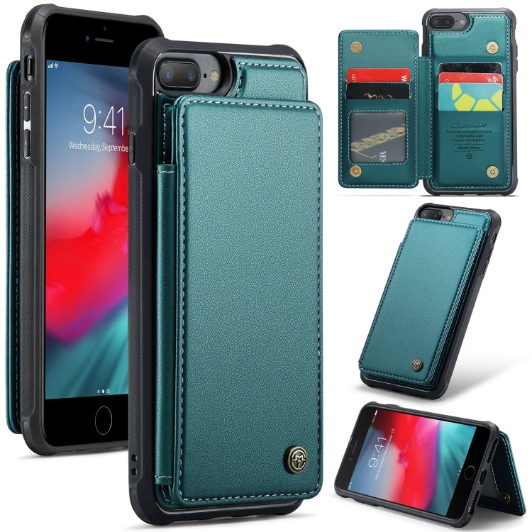 For iPhone 8 Plus / 7 Plus CaseMe C22 Card Slots Holder RFID Anti-theft Phone Case(Blue Green) - HoMEdemic™ 