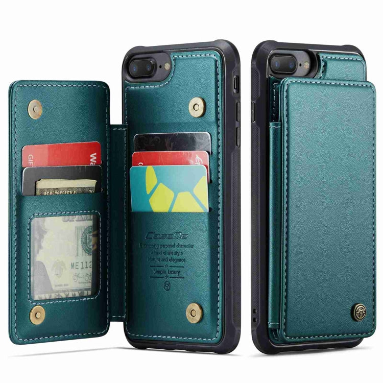 For iPhone 8 Plus / 7 Plus CaseMe C22 Card Slots Holder RFID Anti-theft Phone Case(Blue Green) - HoMEdemic™ 