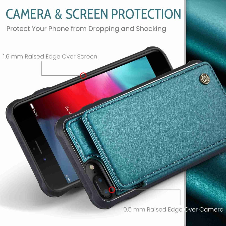 For iPhone 8 Plus / 7 Plus CaseMe C22 Card Slots Holder RFID Anti-theft Phone Case(Blue Green) - HoMEdemic™ 