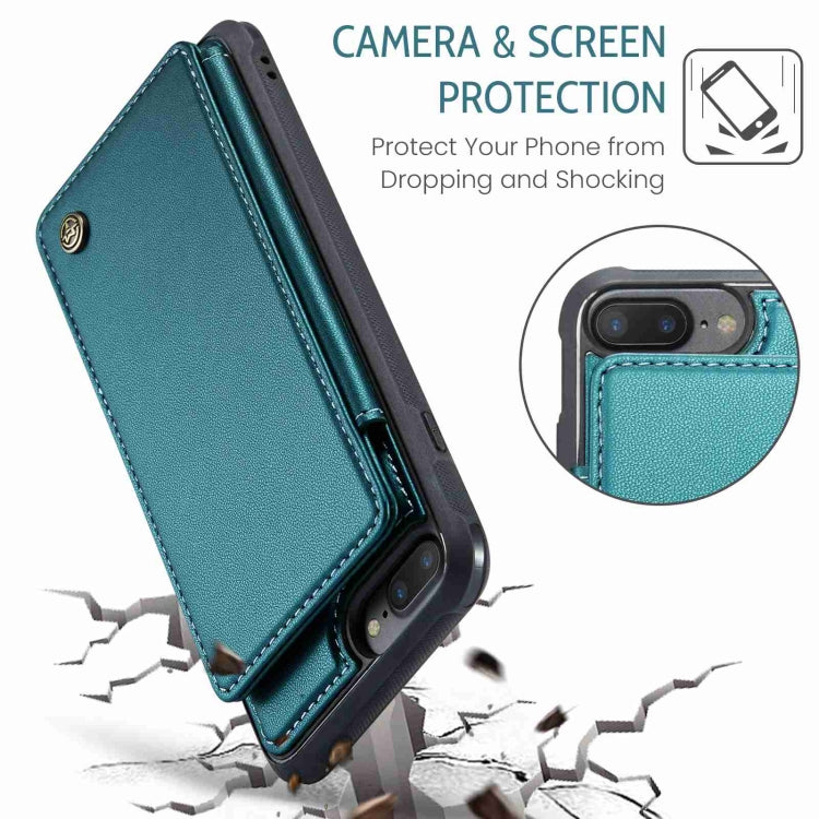 For iPhone 8 Plus / 7 Plus CaseMe C22 Card Slots Holder RFID Anti-theft Phone Case(Blue Green) - HoMEdemic™ 