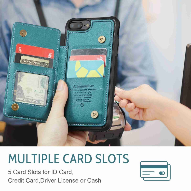 For iPhone 8 Plus / 7 Plus CaseMe C22 Card Slots Holder RFID Anti-theft Phone Case(Blue Green) - HoMEdemic™ 