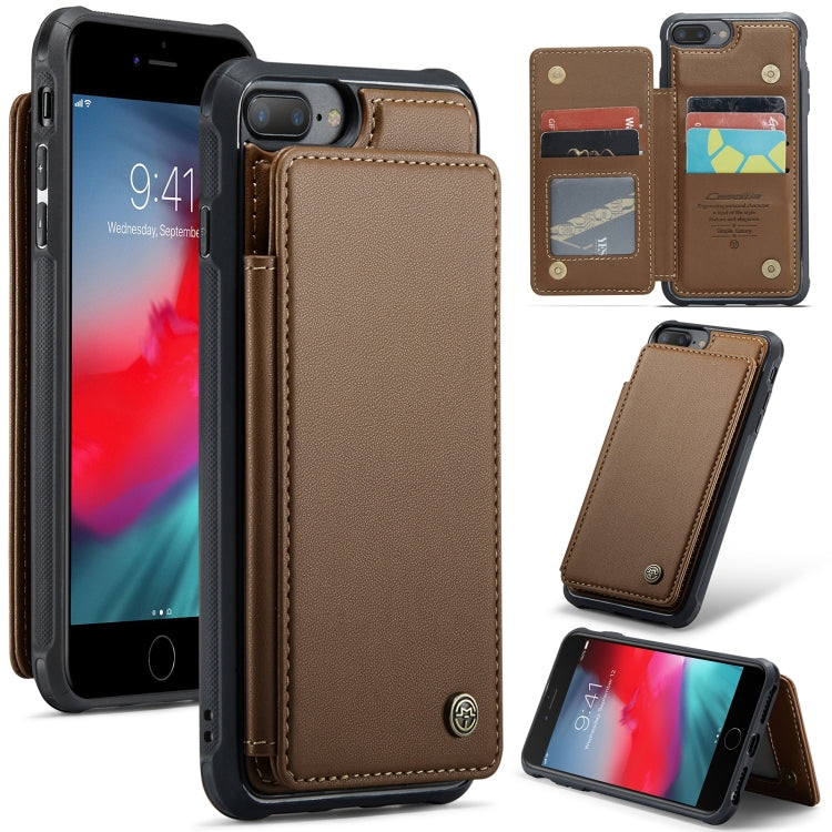 For iPhone 8 Plus / 7 Plus CaseMe C22 Card Slots Holder RFID Anti-theft Phone Case(Brown) - HoMEdemic™ 