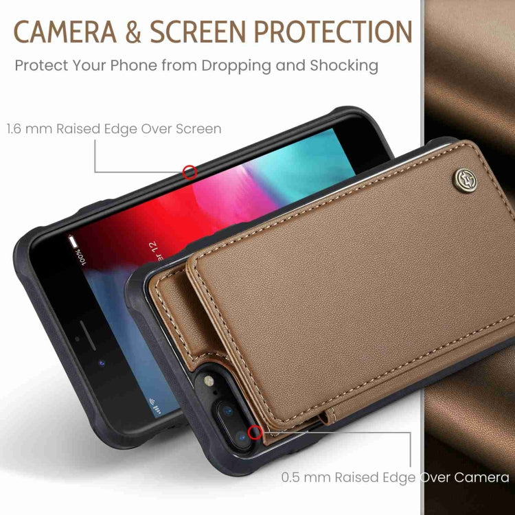 For iPhone 8 Plus / 7 Plus CaseMe C22 Card Slots Holder RFID Anti-theft Phone Case(Brown) - HoMEdemic™ 