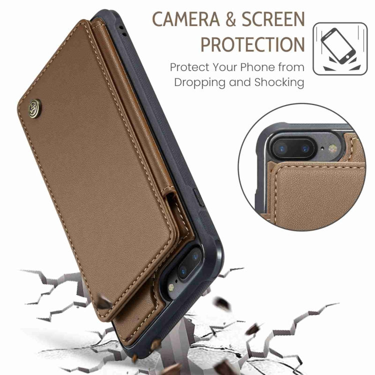 For iPhone 8 Plus / 7 Plus CaseMe C22 Card Slots Holder RFID Anti-theft Phone Case(Brown) - HoMEdemic™ 