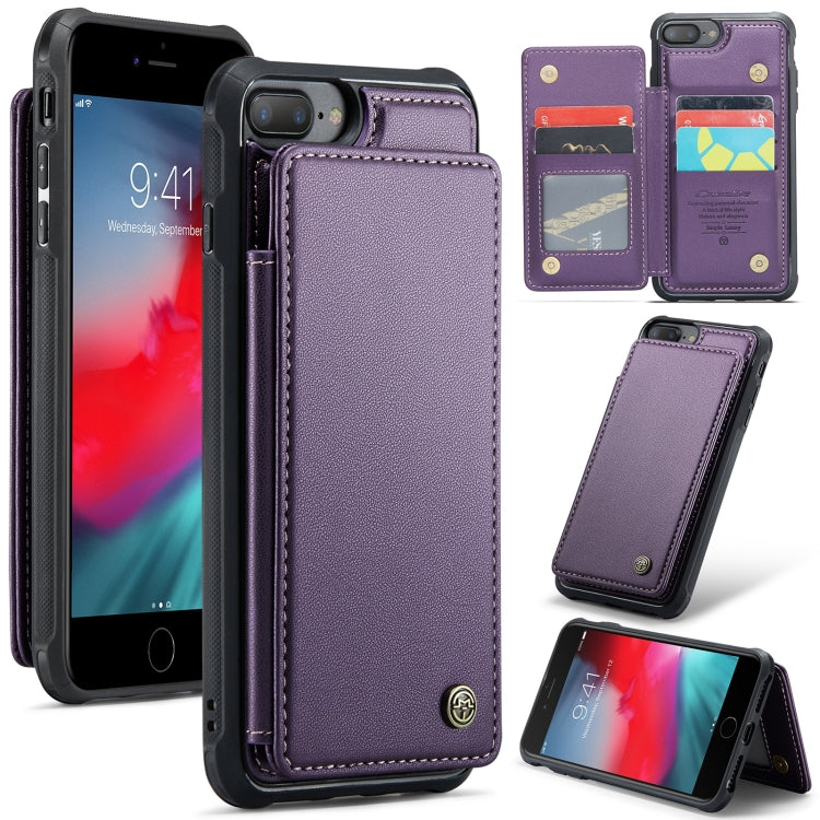 For iPhone 8 Plus / 7 Plus CaseMe C22 Card Slots Holder RFID Anti-theft Phone Case(Purple) - HoMEdemic™ 