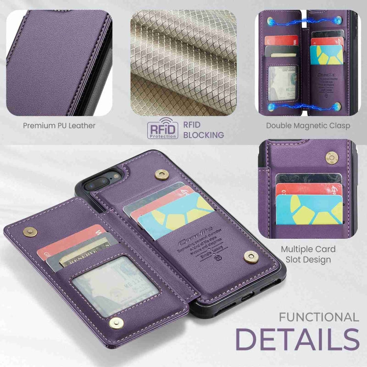 For iPhone 8 Plus / 7 Plus CaseMe C22 Card Slots Holder RFID Anti-theft Phone Case(Purple) - HoMEdemic™ 