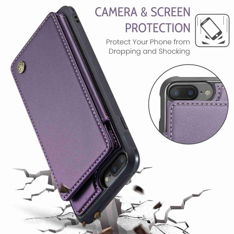 For iPhone 8 Plus / 7 Plus CaseMe C22 Card Slots Holder RFID Anti-theft Phone Case(Purple) - HoMEdemic™ 