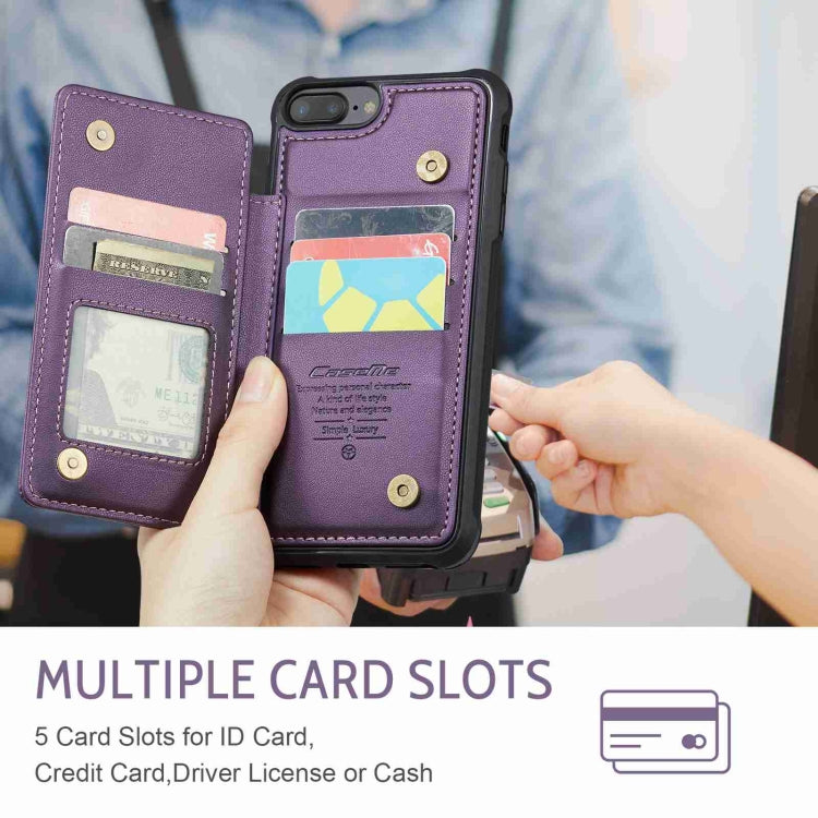 For iPhone 8 Plus / 7 Plus CaseMe C22 Card Slots Holder RFID Anti-theft Phone Case(Purple) - HoMEdemic™ 